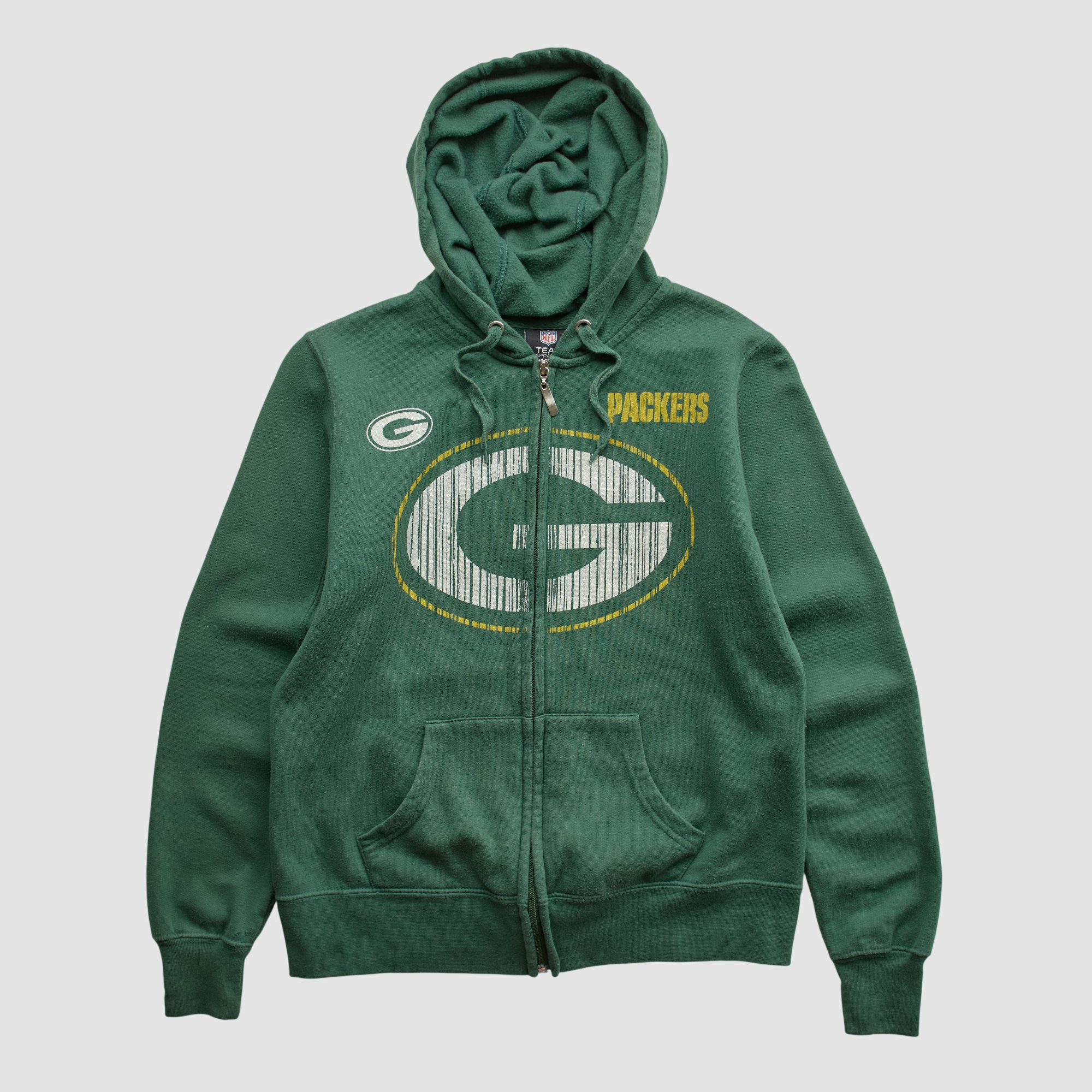 Green Bay Packers NFL 2010s Hooded Full Zip Sweatshirt – Green – XS by Fanatics Real Vintage