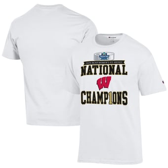Men's Champion  White Wisconsin Badgers 2026 NCAA Frozen Four Women's Ice Hockey National Champions Locker Room T-Shirt