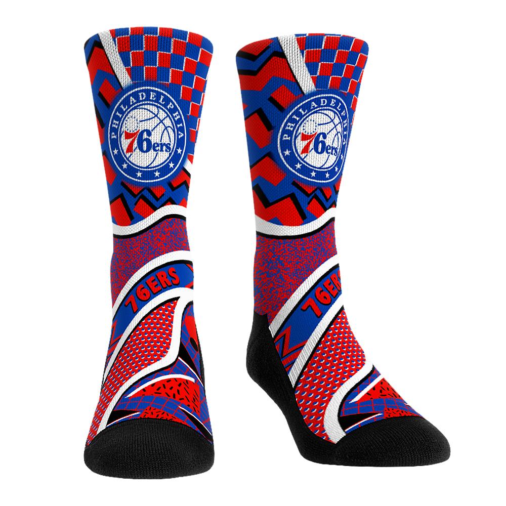 Unisex Rock Em  Blue Philadelphia 76ers Ball Pattern Crew Socks