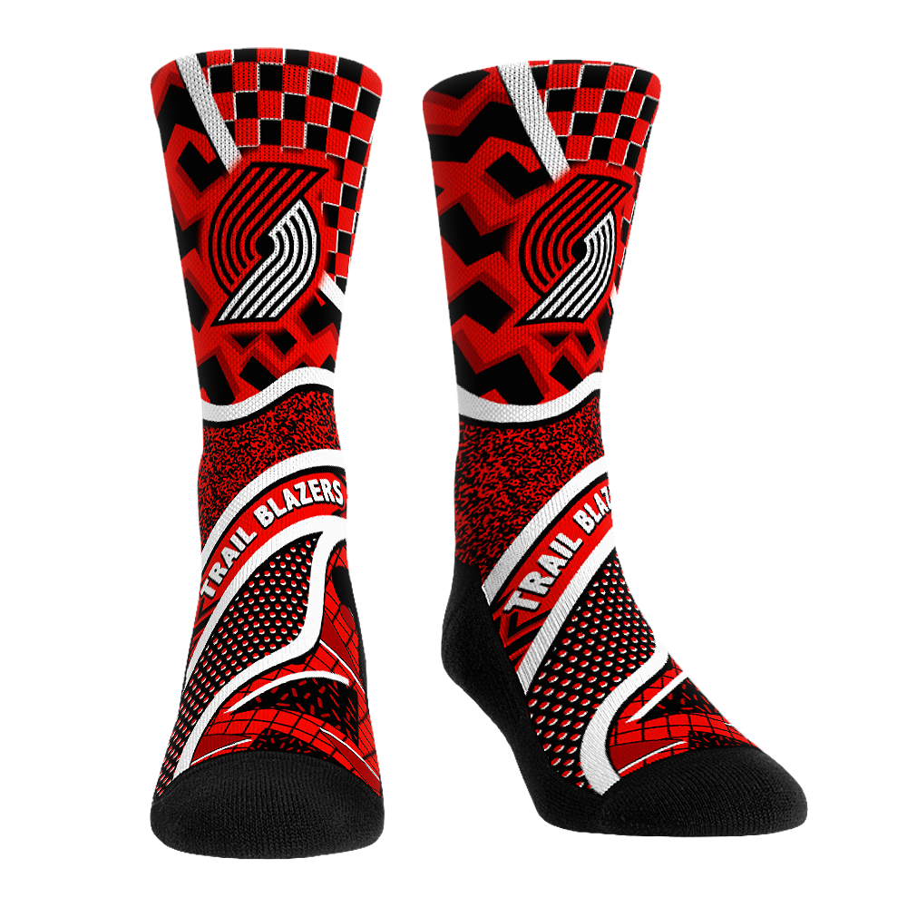 Unisex Rock Em  Red Portland Trail Blazers Ball Pattern Crew Socks