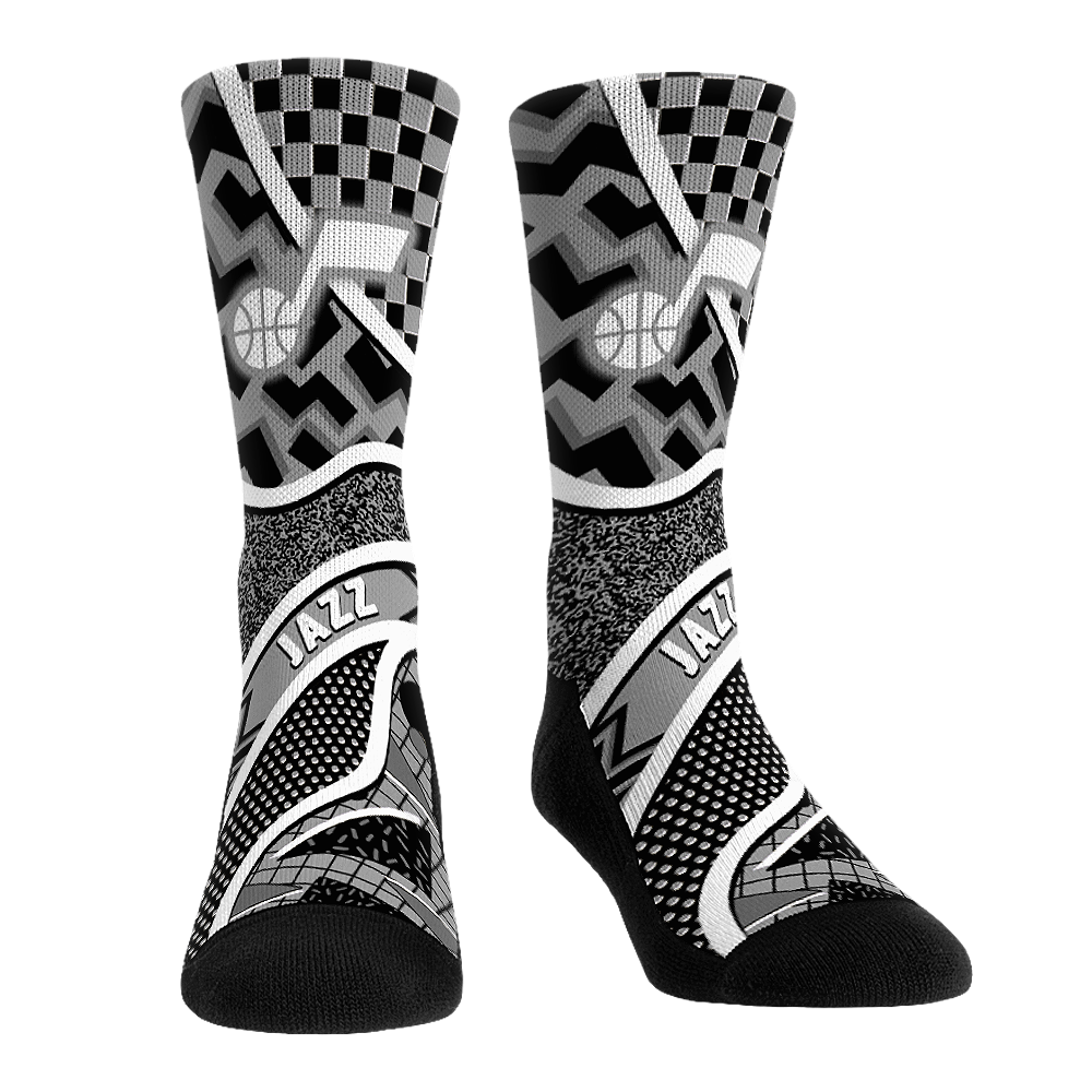 Unisex Rock Em Yellow Utah Jazz Ball Pattern Crew Socks
