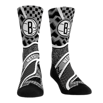 Unisex Rock Em  Black Brooklyn Nets Ball Pattern Crew Socks
