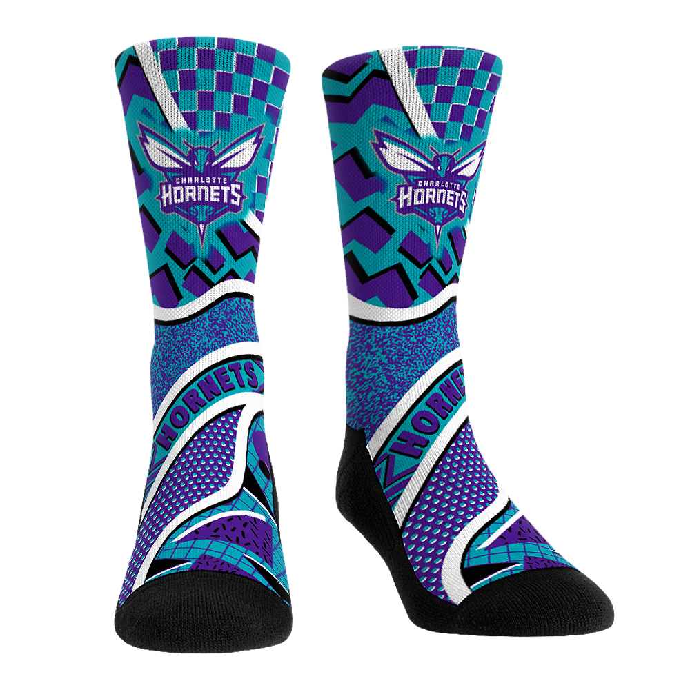 Unisex Rock Em  Blue Charlotte Hornets Ball Pattern Crew Socks