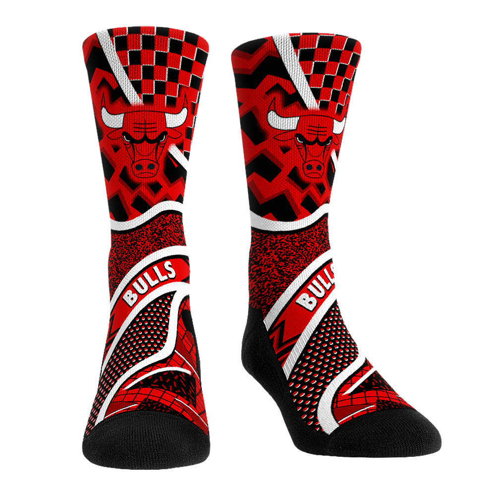 Youth Rock Em  Red Chicago Bulls Ball Pattern Crew Socks