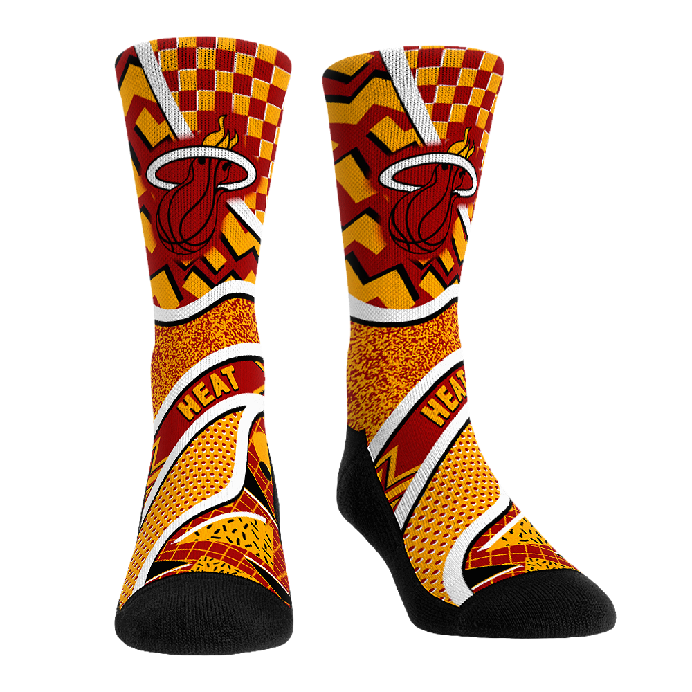 Youth Rock Em  Red Miami Heat Ball Pattern Crew Socks