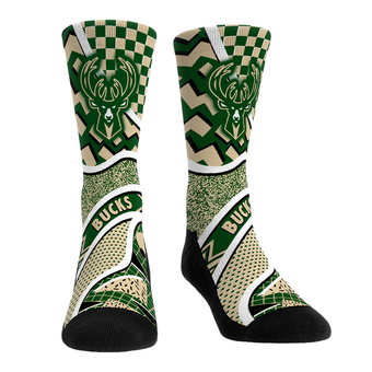 Youth Rock Em  Green Milwaukee Bucks Ball Pattern Crew Socks