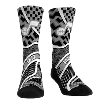 Youth Rock Em  Yellow Utah Jazz Ball Pattern Crew Socks