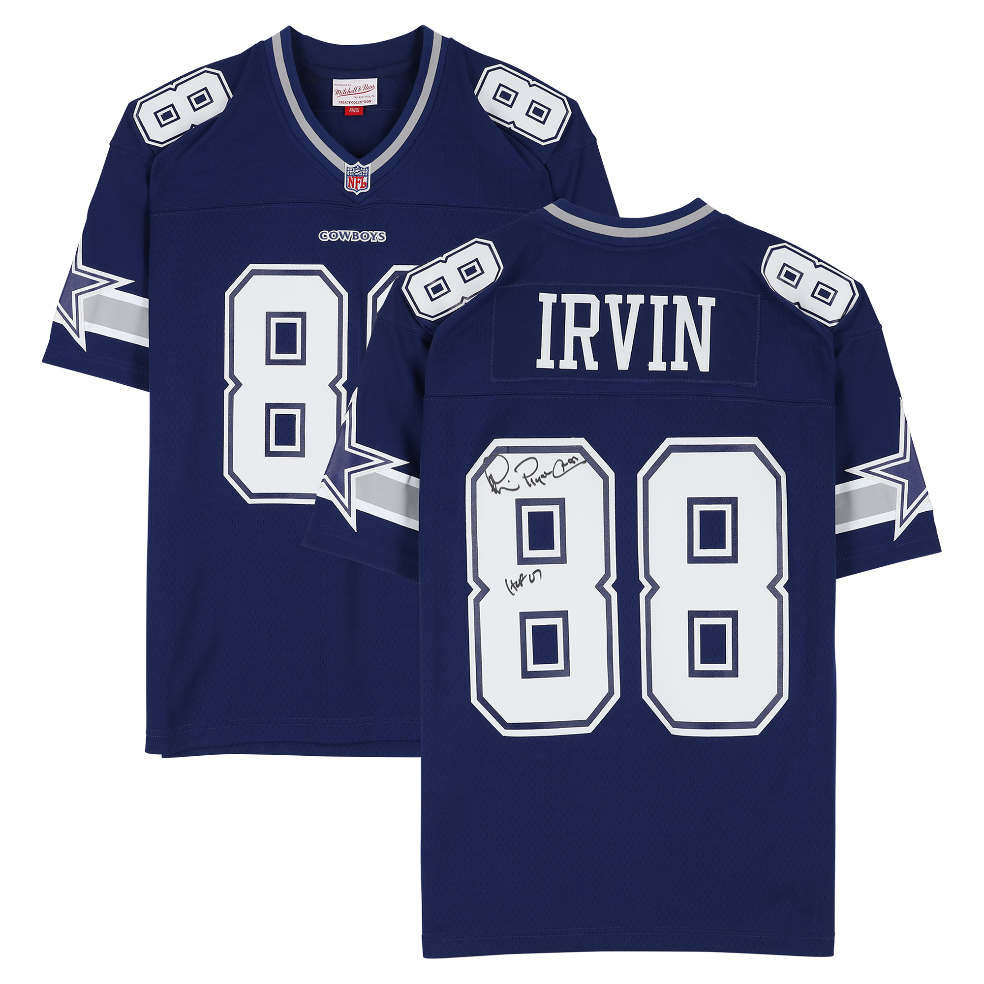 Michael Irvin Dallas Cowboys Autographed Blue Mitchell & Ness 1996 Replica Jersey with "HOF 07" Inscription