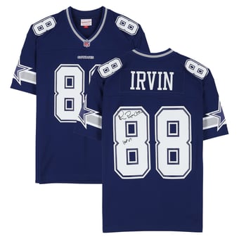 "Michael Irvin Dallas Cowboys Autographed Blue Mitchell & Ness 1996 Replica Jersey with ""HOF 07"" Inscription"