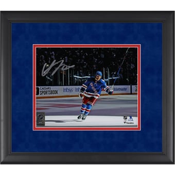 Adam Fox New York Rangers Autographed Framed 8" x 10" Blue Jersey Postgame Salute Photograph - Suede Mat Upgrade