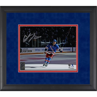 Adam Fox New York Rangers Autographed Framed 8" x 10" Blue Jersey Postgame Salute Photograph - Suede Mat Upgrade