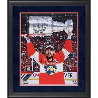 Sam Reinhart Florida Panthers Autographed Framed 16" x 20" 2025 Stanley Cup Champions Raising Cup Photograph with Multiple Inscriptions - Suede Mat Upgrade - Limited Edition of 50
