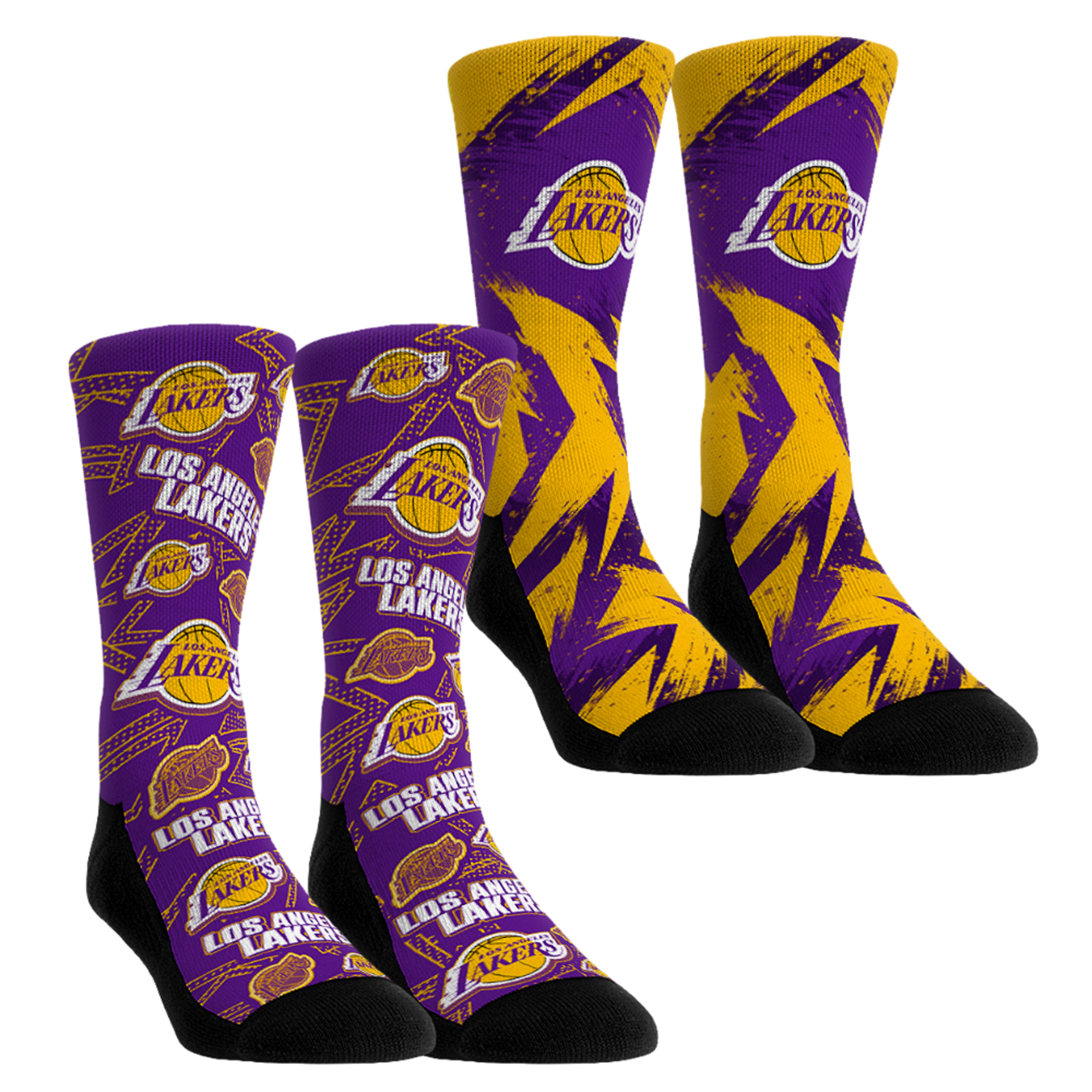 Unisex Rock Em Gold Los Angeles Lakers Game Day 2-Pack Crew Socks