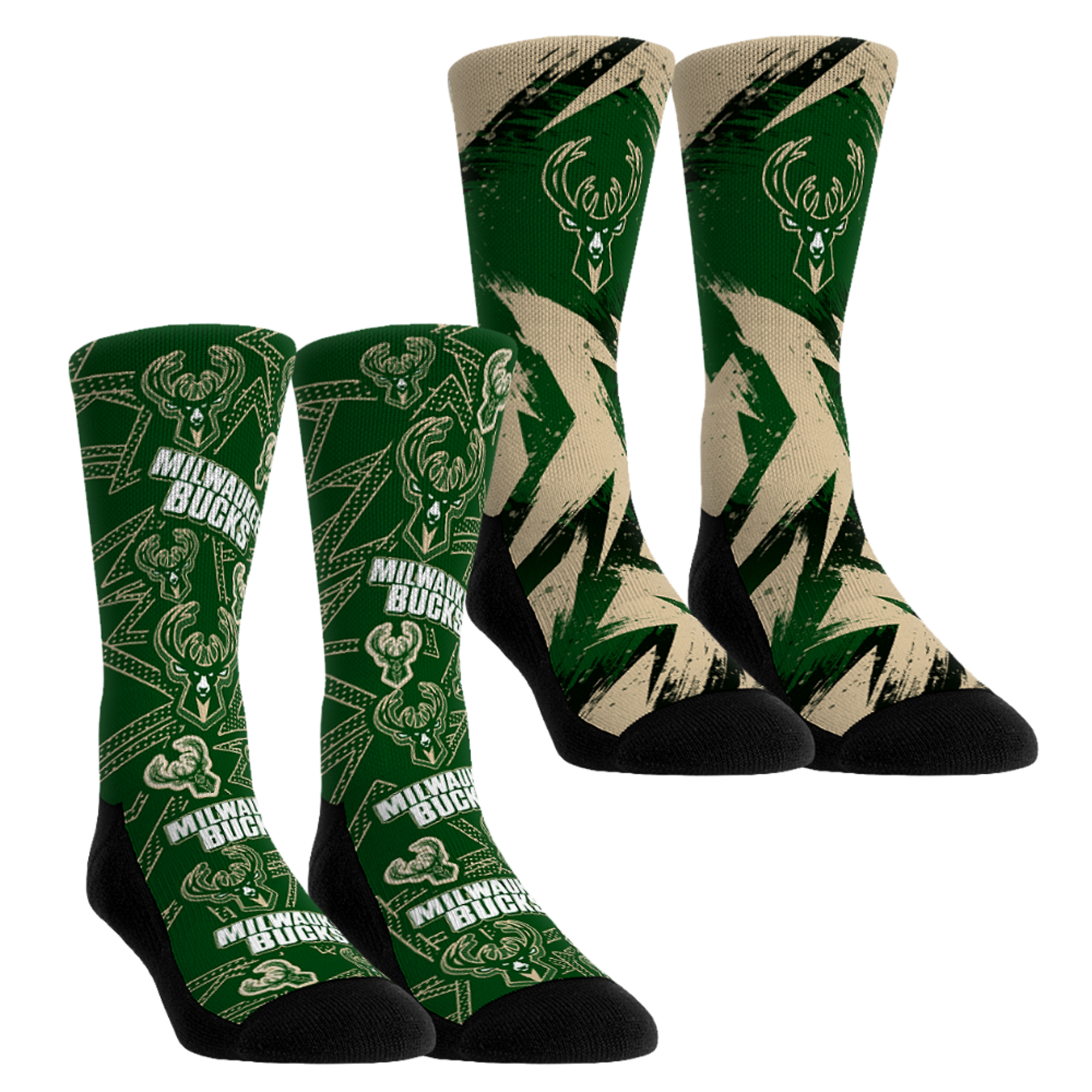 Unisex Rock Em  Green Milwaukee Bucks Game Day 2-Pack Crew Socks