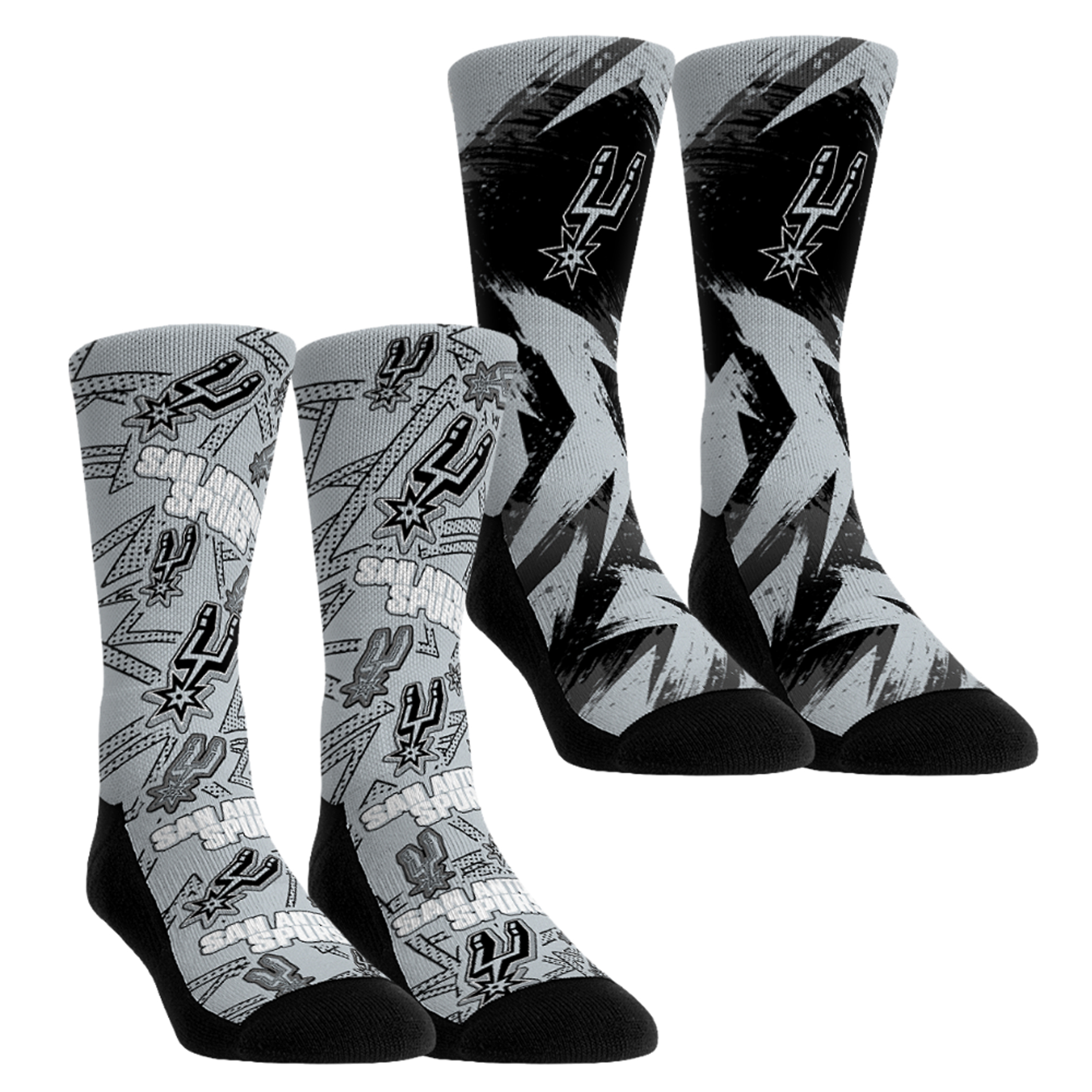 Unisex Rock Em  Black San Antonio Spurs Game Day 2-Pack Crew Socks