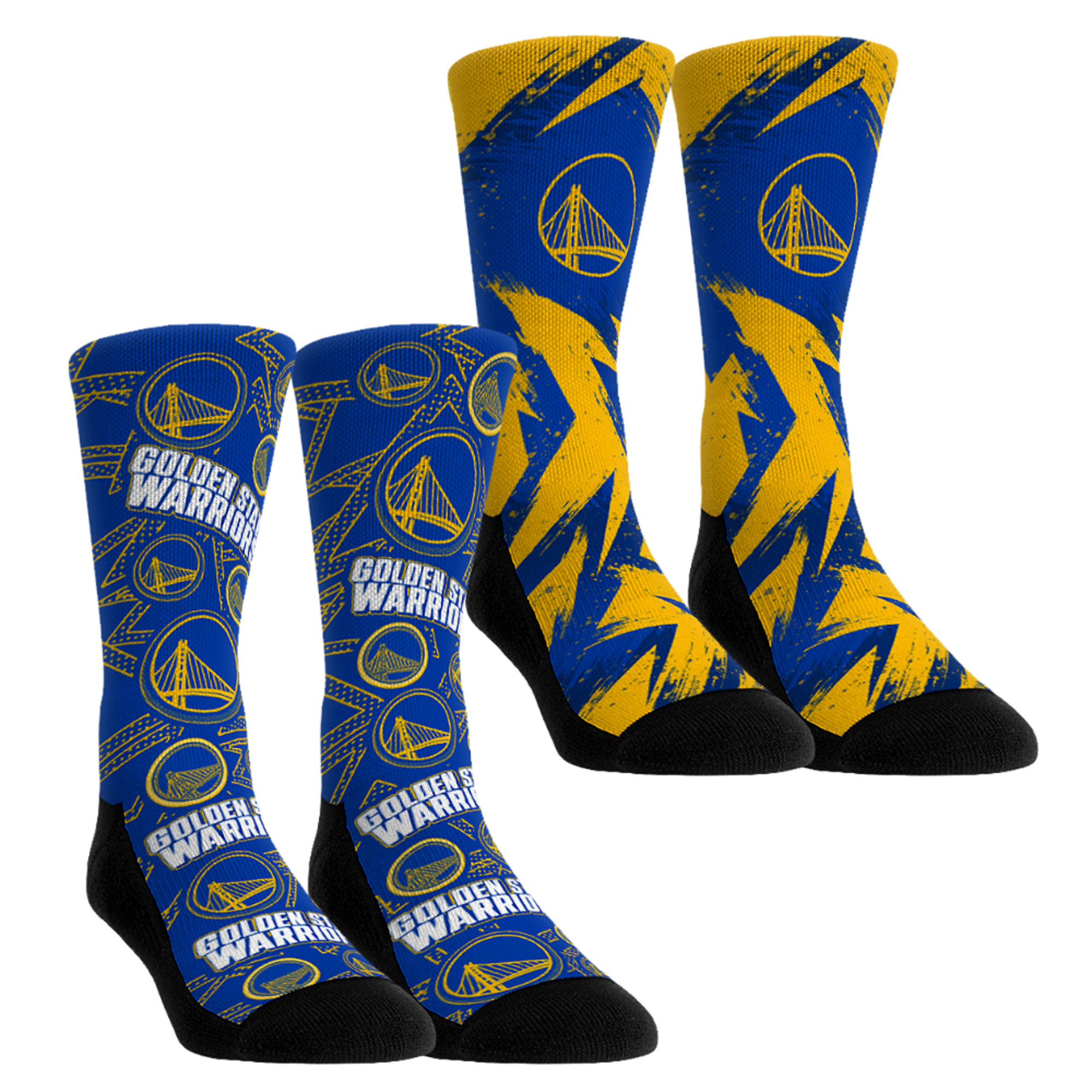 Unisex Rock Em Yellow Golden State Warriors Game Day 2-Pack Crew Socks