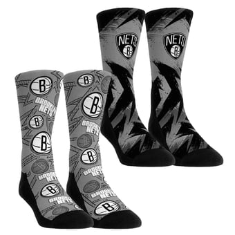 Unisex Rock Em  Black Brooklyn Nets Game Day 2-Pack Crew Socks
