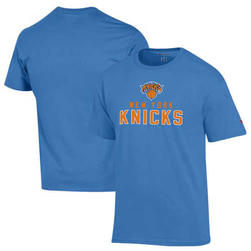 Men's Champion Blue New York Knicks Jersey Cotton T-Shirt