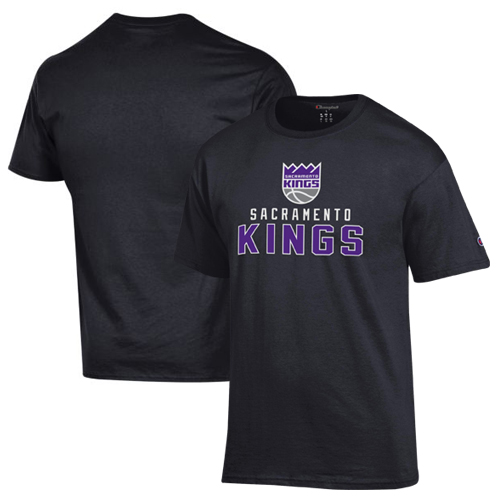 Men's Champion Black Sacramento Kings Jersey Cotton T-Shirt