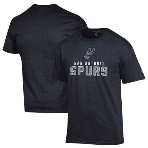 Men's Champion Black San Antonio Spurs Jersey Cotton T-Shirt