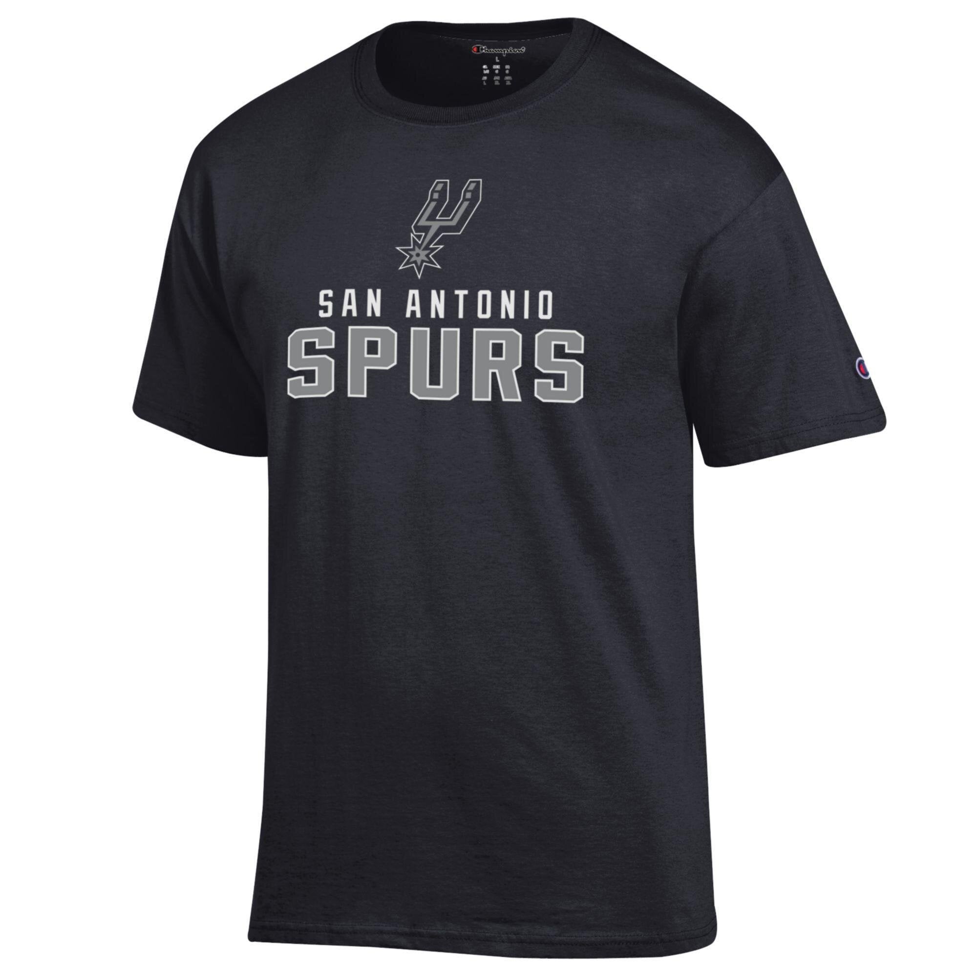 Men's Champion Black San Antonio Spurs Jersey Cotton T-Shirt