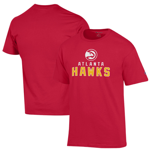 Men's Champion Red Atlanta Hawks Jersey Cotton T-Shirt