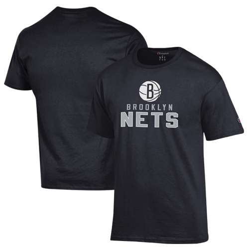Men's Champion Black Brooklyn Nets Jersey Cotton T-Shirt