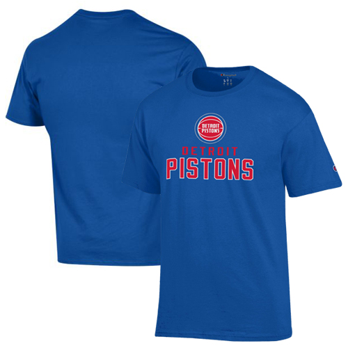 Men's Champion Royal Detroit Pistons Jersey Cotton T-Shirt