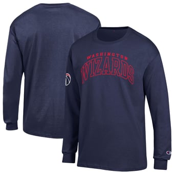 Men's Champion  Navy Washington Wizards Jersey Long Sleeve T-Shirt