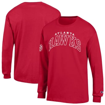 Men's Champion  Red Atlanta Hawks Jersey Long Sleeve T-Shirt