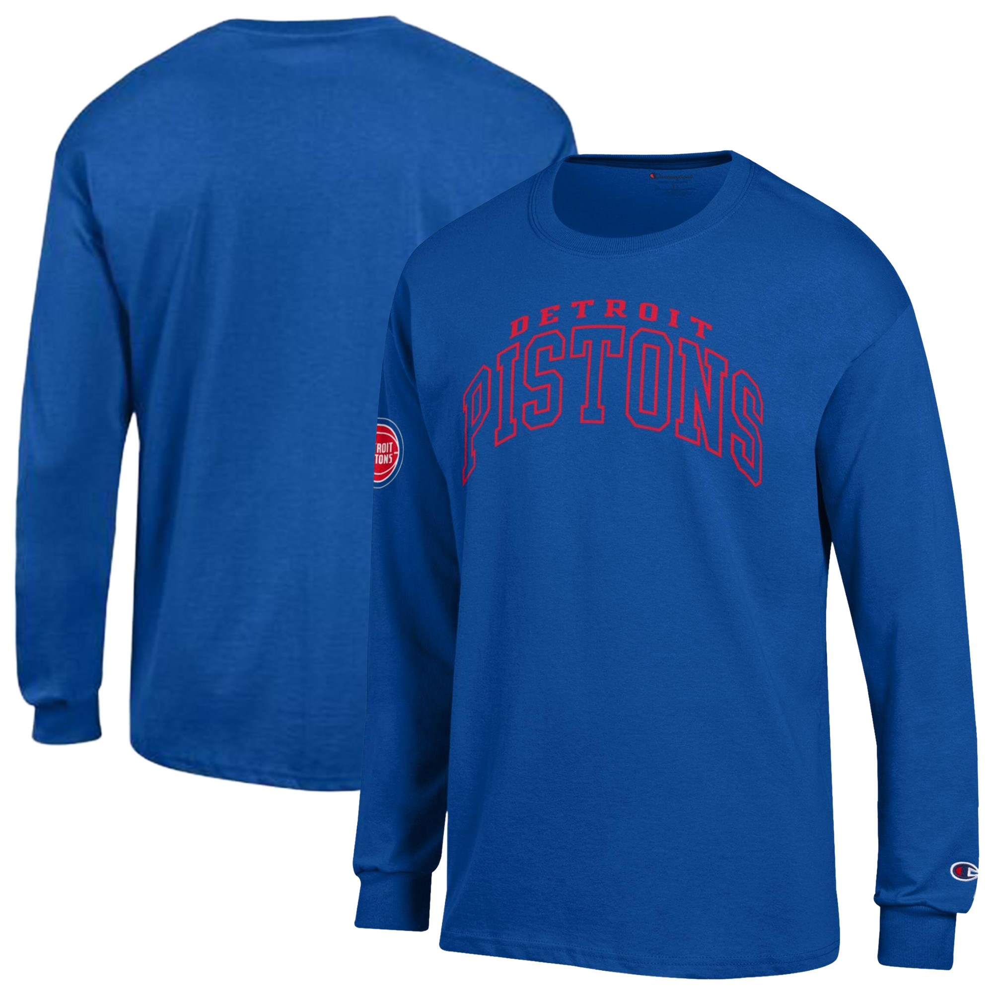 Men's Champion Blue Detroit Pistons Jersey Long Sleeve T-Shirt
