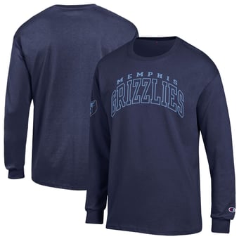 Men's Champion  Navy Memphis Grizzlies Jersey Long Sleeve T-Shirt