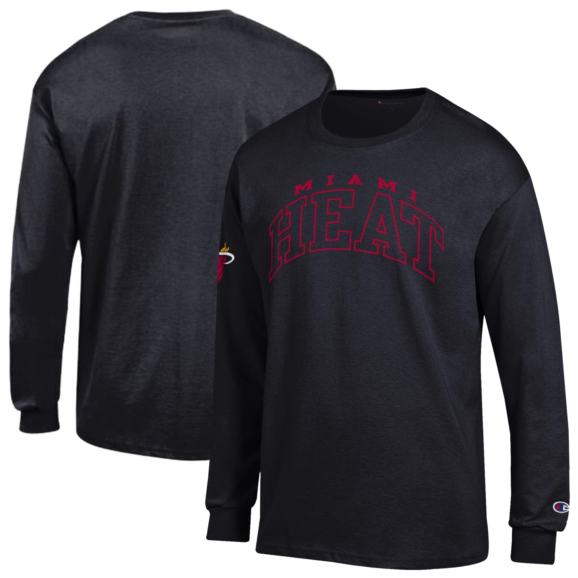 Men's Champion Black Miami Heat Jersey Long Sleeve T-Shirt