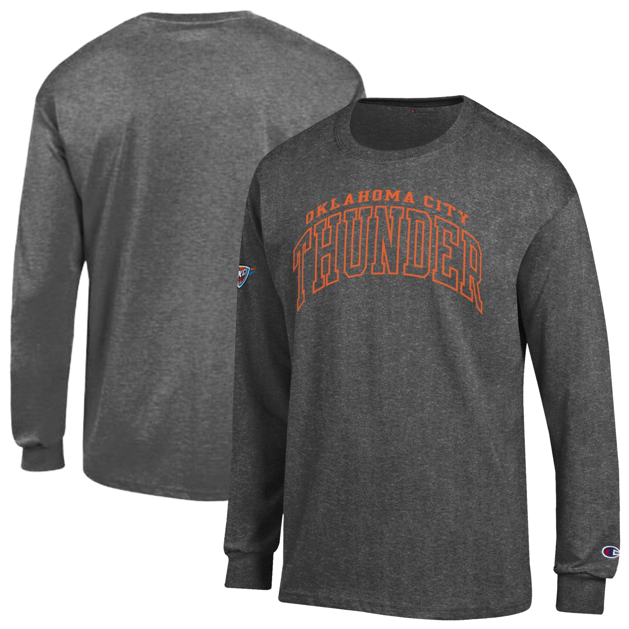 Men's Champion Heather Charcoal Oklahoma City Thunder Jersey Long Sleeve T-Shirt