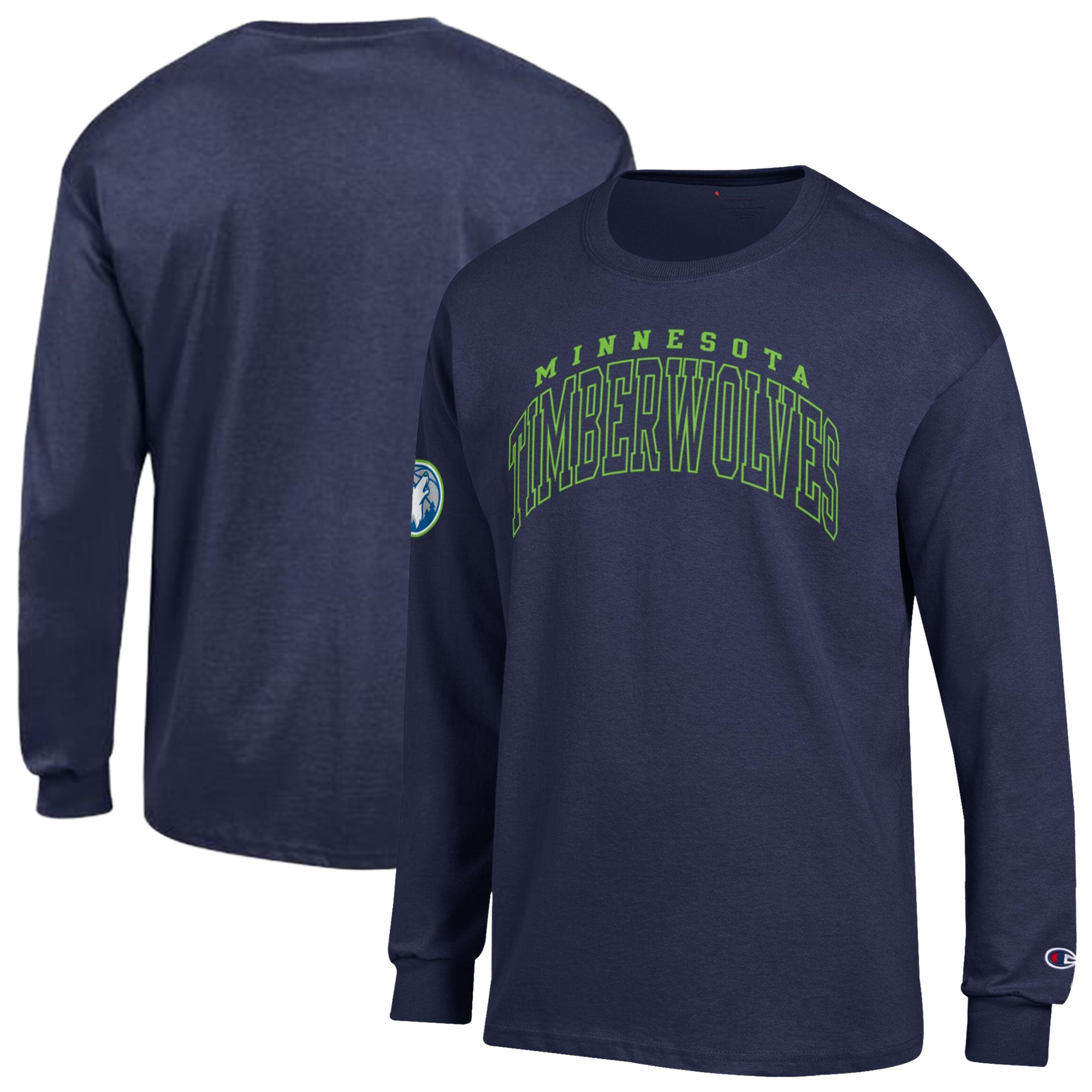 Men's Champion Navy Minnesota Timberwolves Jersey Long Sleeve T-Shirt