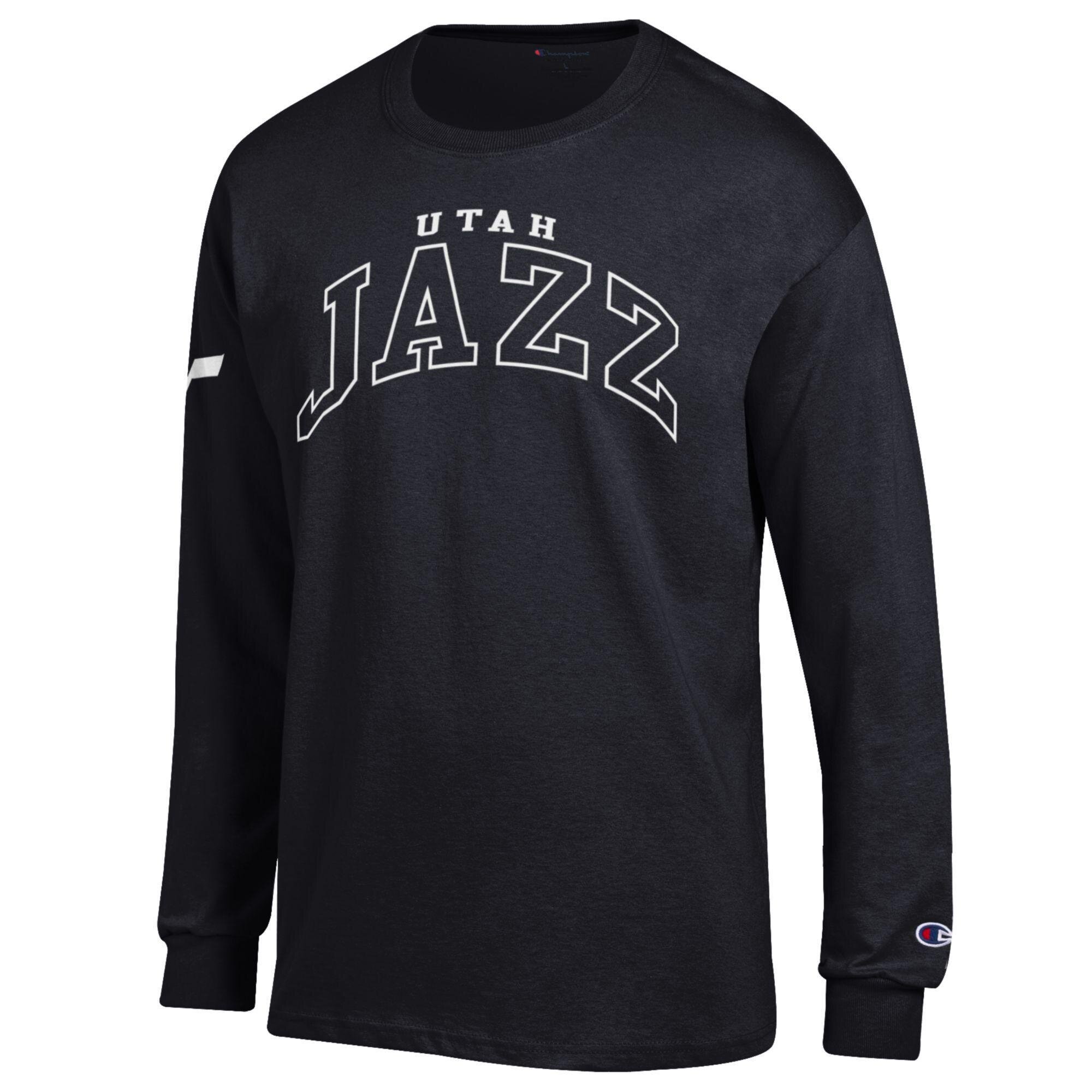 Men's Champion  Black Utah Jazz Jersey Long Sleeve T-Shirt