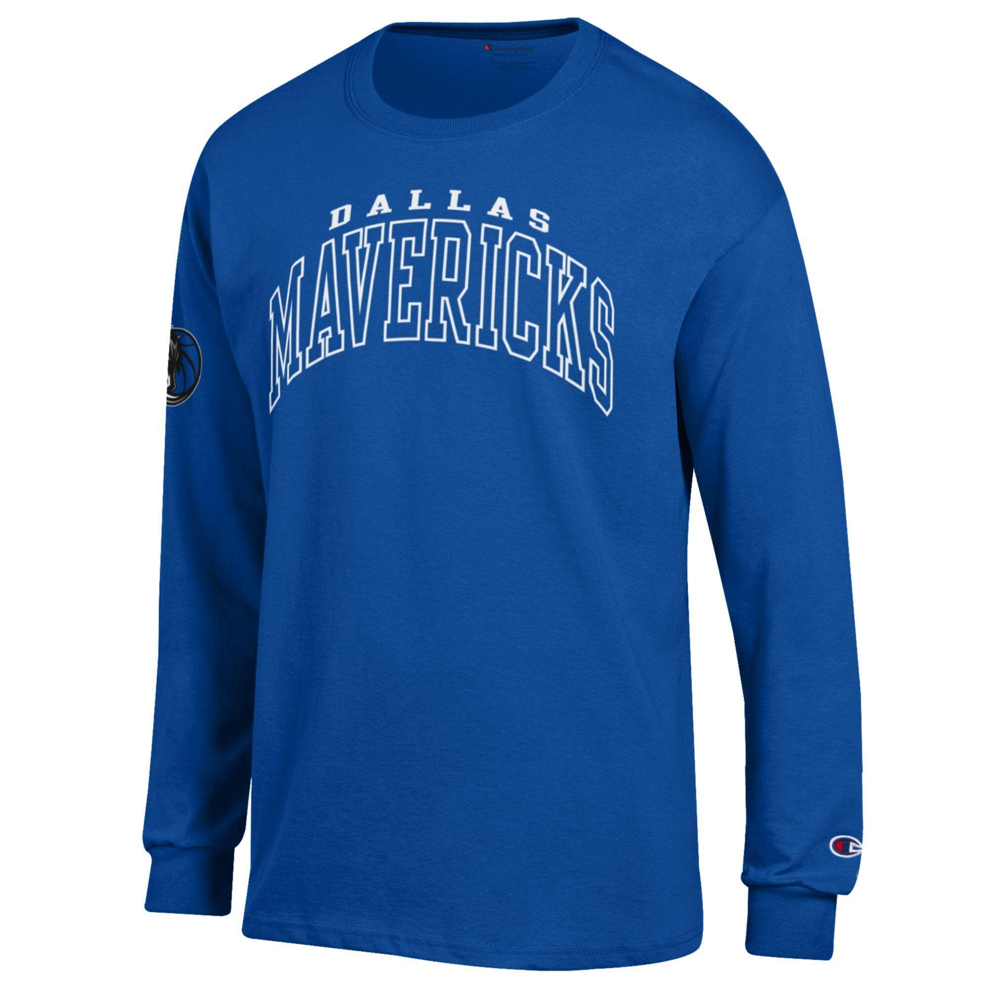 Men's Champion  Blue Dallas Mavericks Jersey Long Sleeve T-Shirt