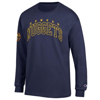 Men's Champion  Navy Denver Nuggets Jersey Long Sleeve T-Shirt