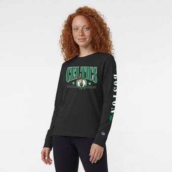 Women's Champion Black Boston Celtics Long Sleeve Banner T-Shirt