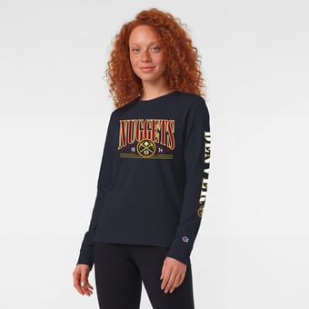 Women's Champion Navy Denver Nuggets Long Sleeve Banner T-Shirt