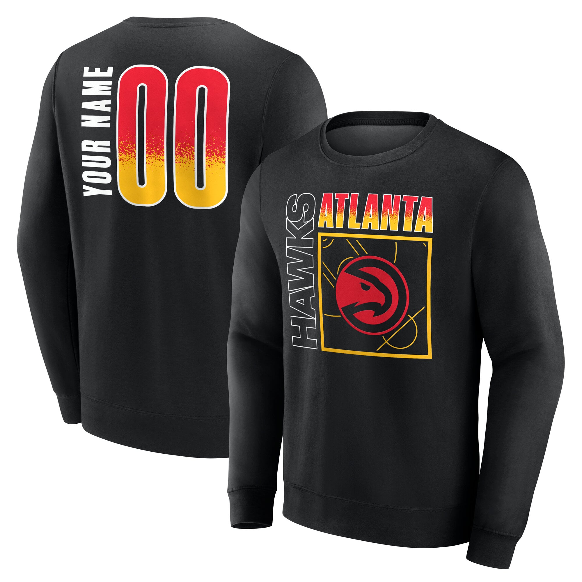 Men's Black Atlanta Hawks  Home Court Pop Personalized Name & Number Sweatshirt