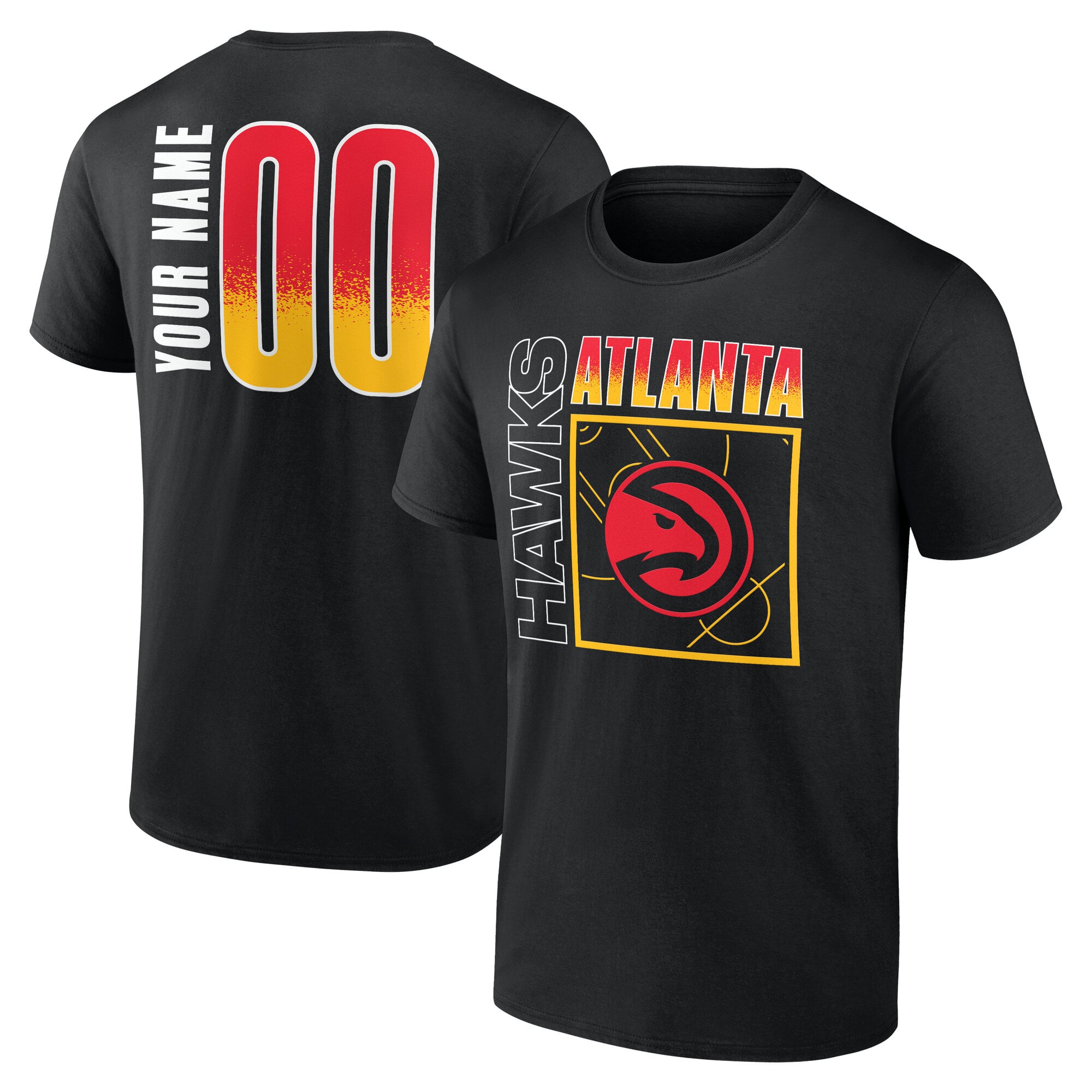 Men's Black Atlanta Hawks  Home Court Pop Personalized Name & Number T-Shirt