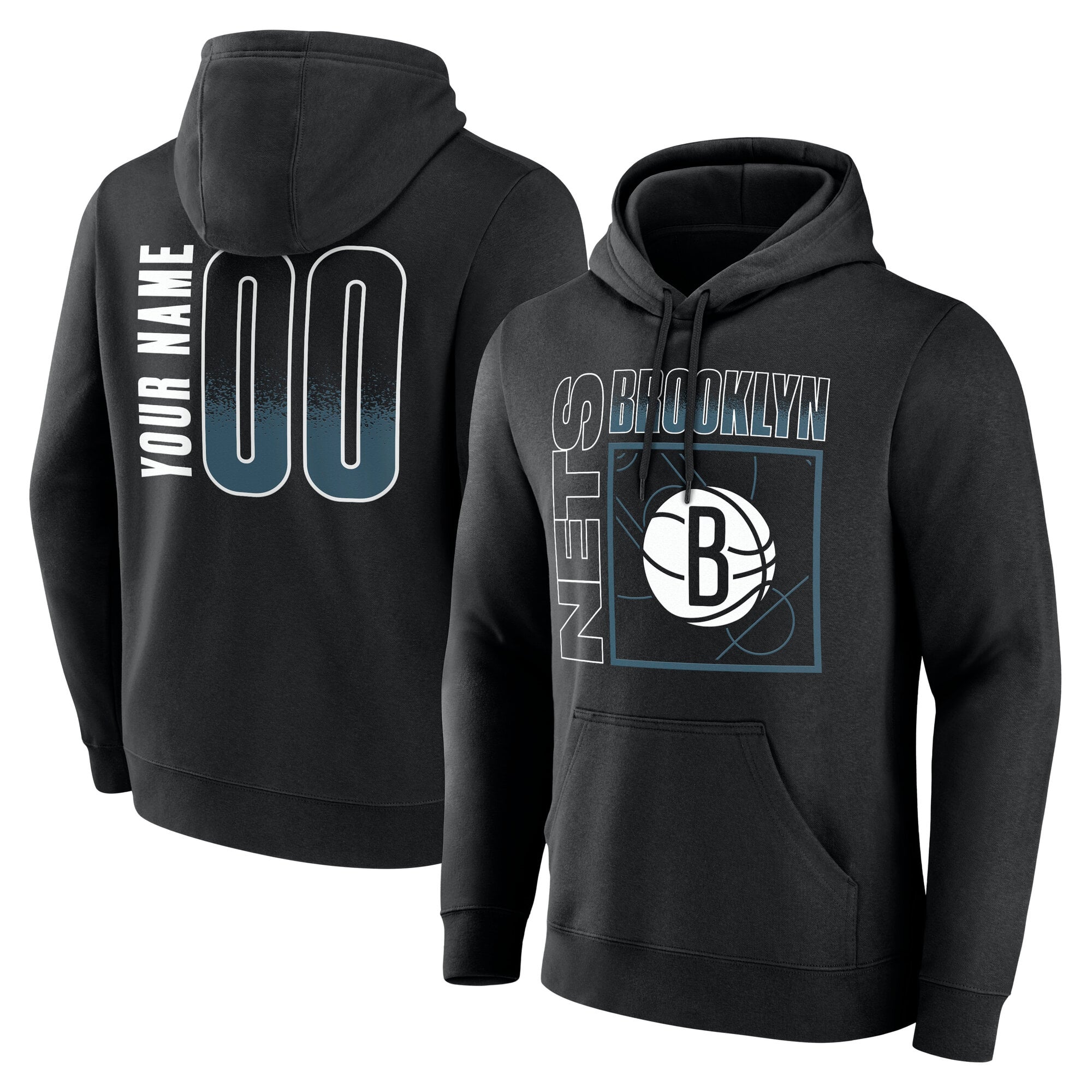 Men's Black Brooklyn Nets  Home Court Pop Personalized Name & Number Hoodie