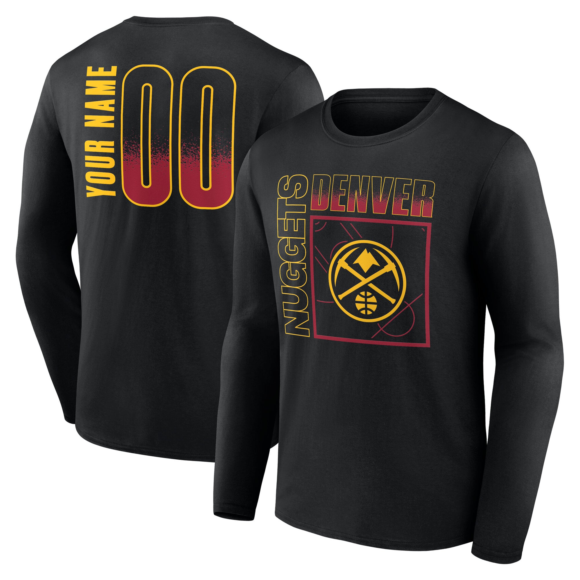 Men's Black Denver Nuggets  Home Court Pop Personalized Name & Number Long Sleeve T-Shirt