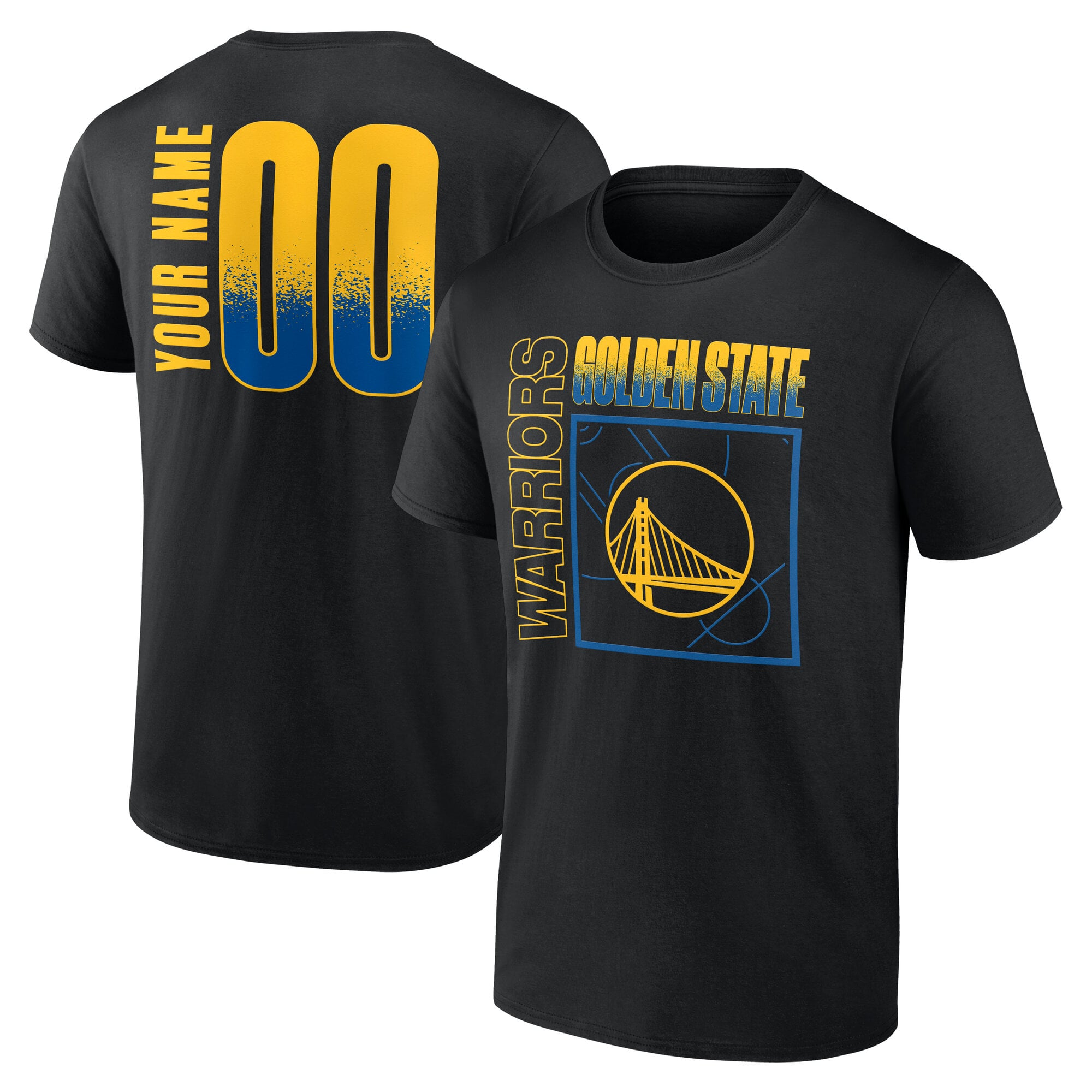 Men's Black Golden State Warriors Big & Tall Home Court Pop Personalized Name & Number T-Shirt