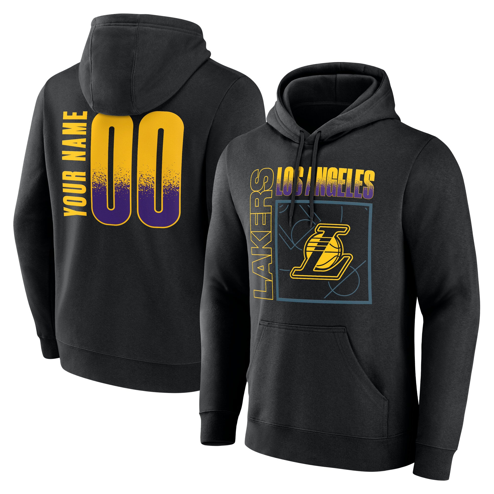 Men's Black Los Angeles Lakers  Home Court Pop Personalized Name & Number Hoodie