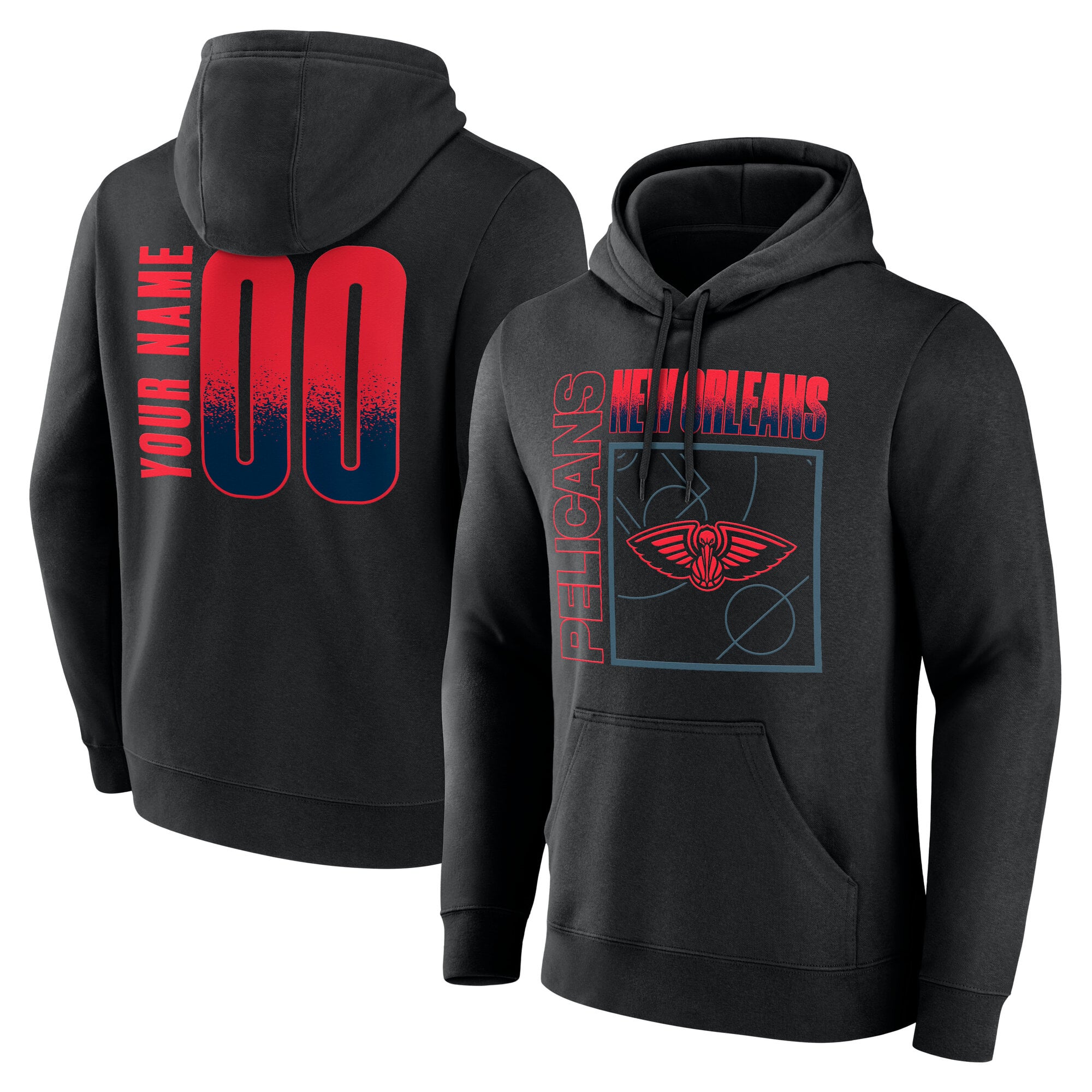 Men's Black New Orleans Pelicans Big & Tall Home Court Pop Personalized Name & Number Hoodie