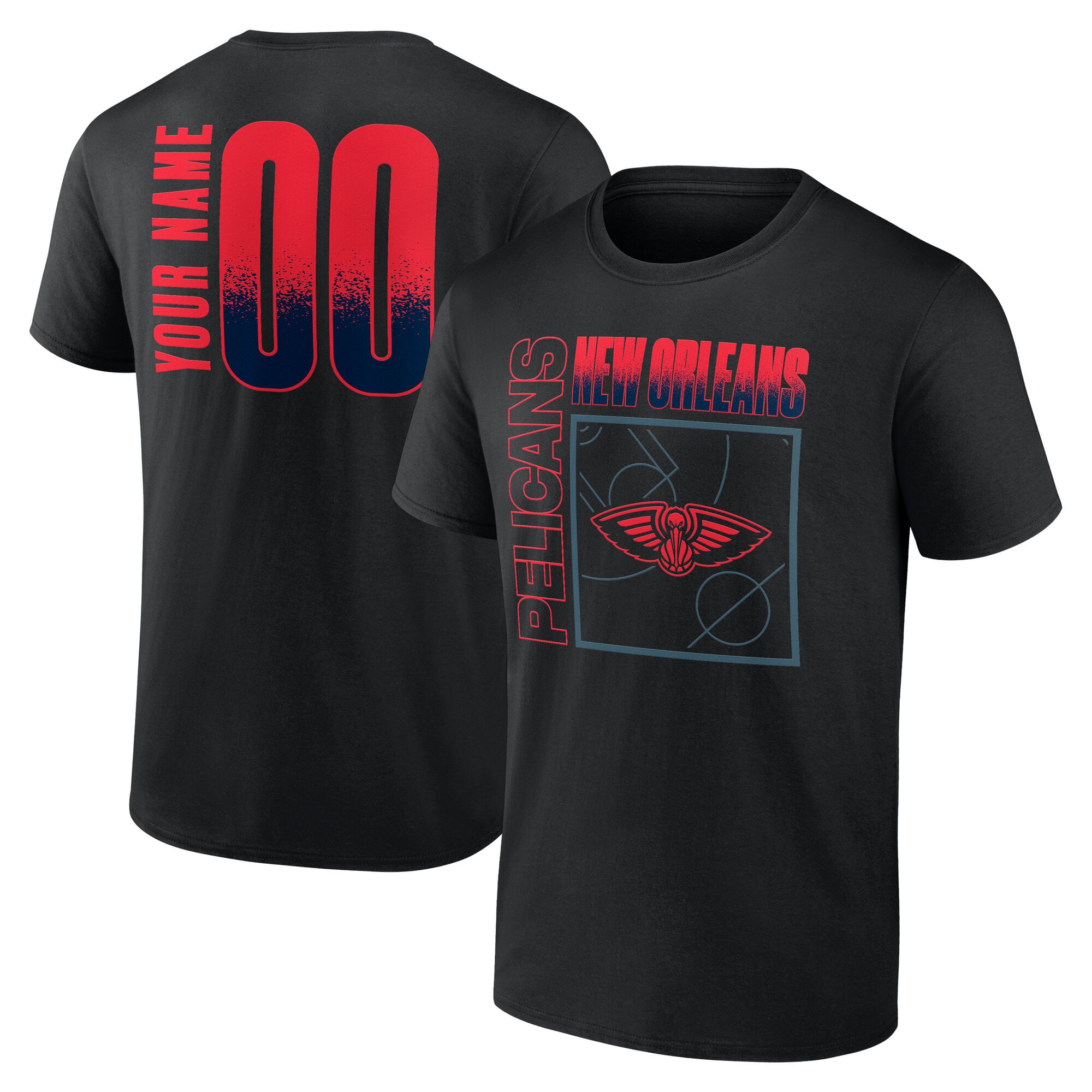 Men's Black New Orleans Pelicans Big & Tall Home Court Pop Personalized Name & Number T-Shirt