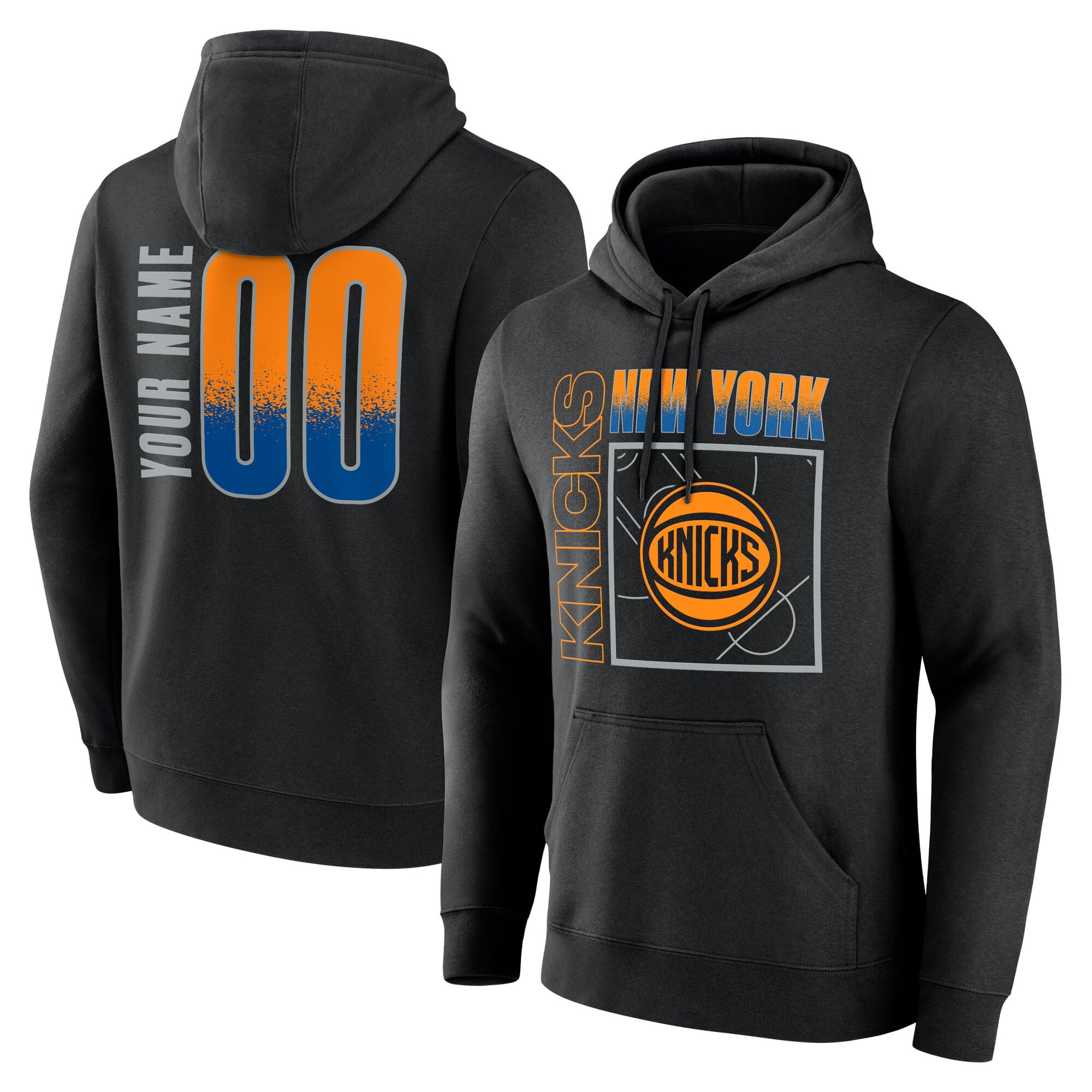 Men's Black New York Knicks Big & Tall Home Court Pop Personalized Name & Number Hoodie