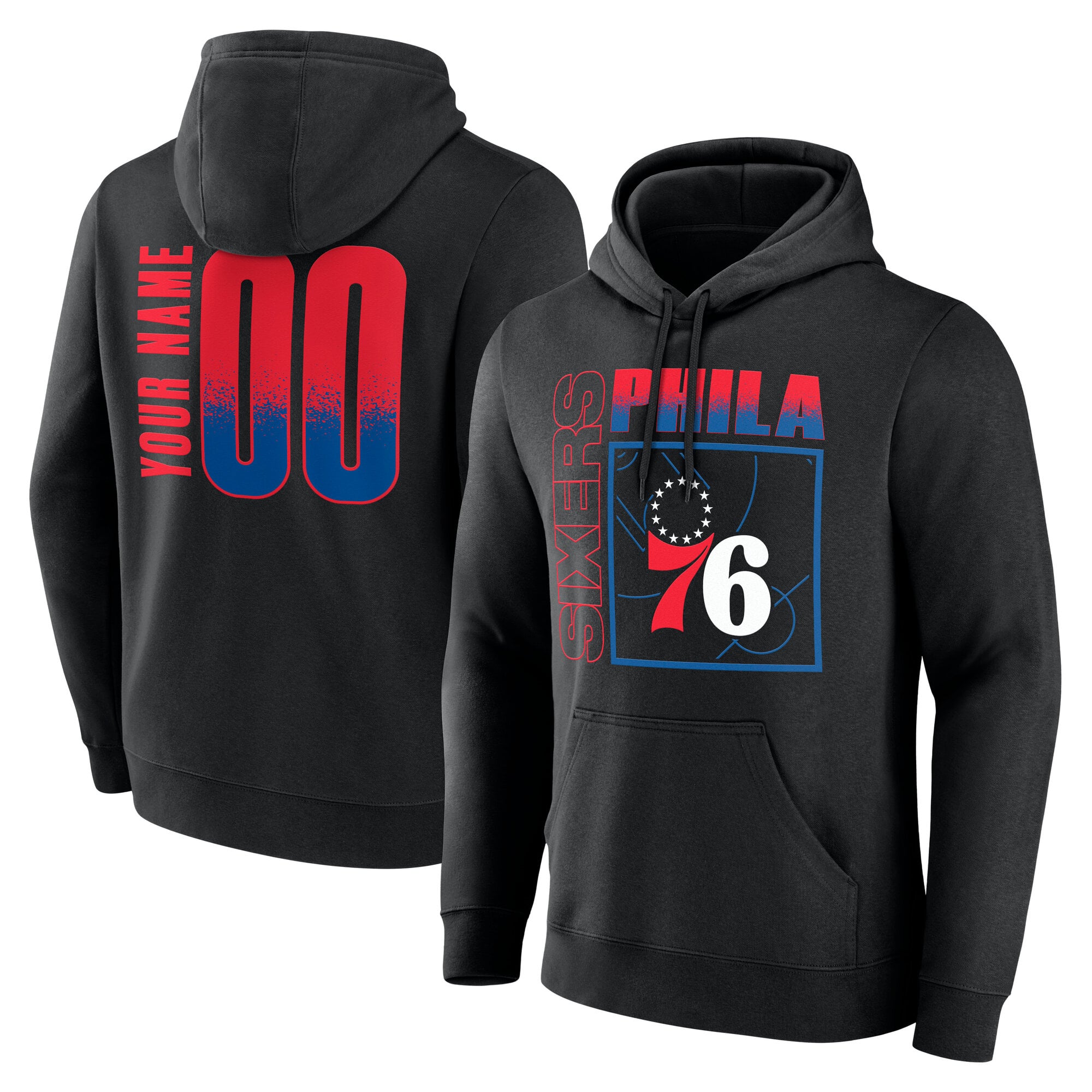 Men's Black Philadelphia 76ers  Home Court Pop Personalized Name & Number Hoodie